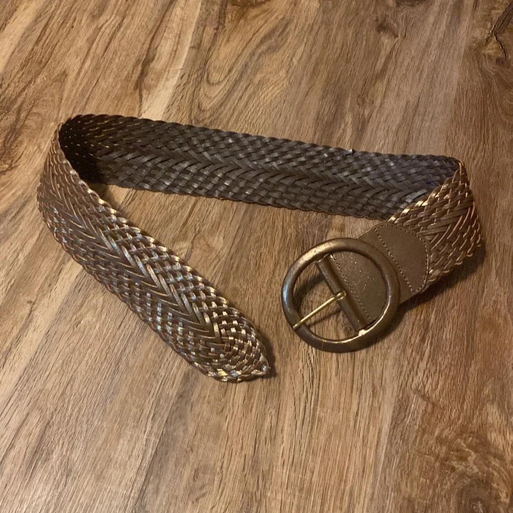 Y2K Genuine Leather Wide Woven Belt